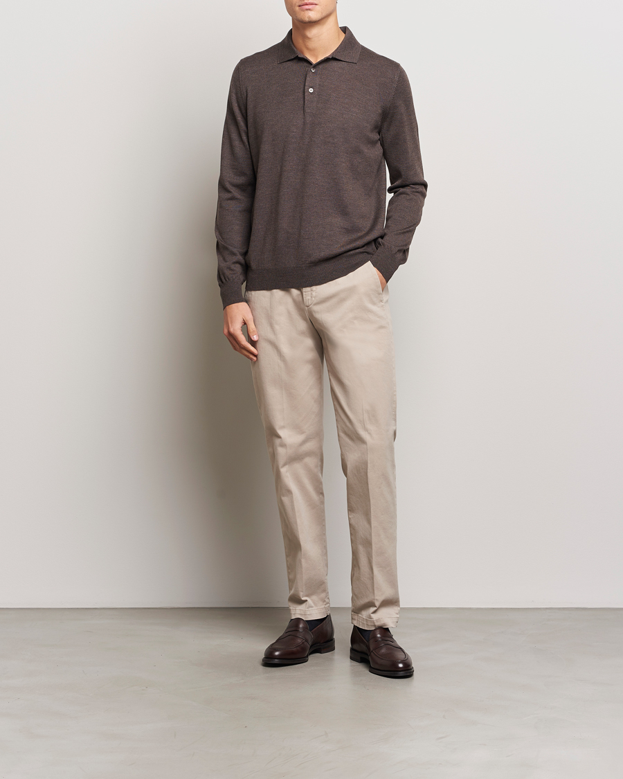 Herren | Pullover | Gran Sasso | Merino Fashion Fit Polo Brown