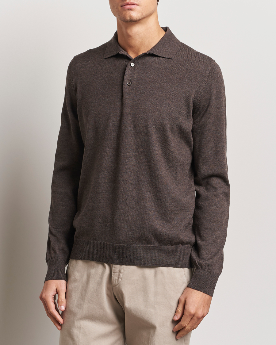 Herren | Pullover | Gran Sasso | Merino Fashion Fit Polo Brown
