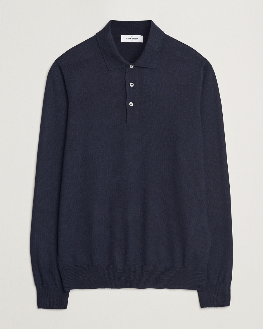 Herren | Pullover | Gran Sasso | Merino Fashion Fit Polo Navy