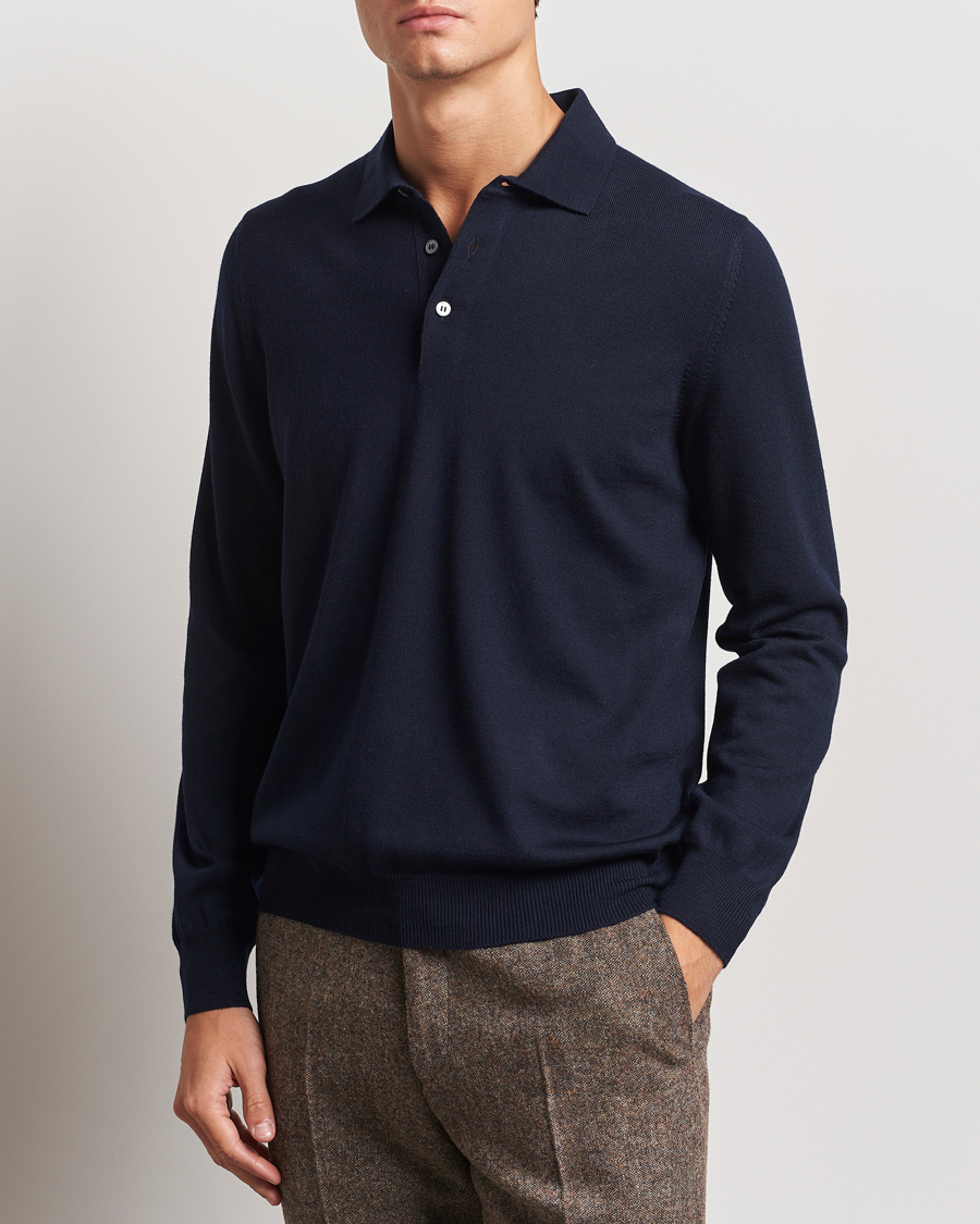 Herren | Pullover | Gran Sasso | Merino Fashion Fit Polo Navy
