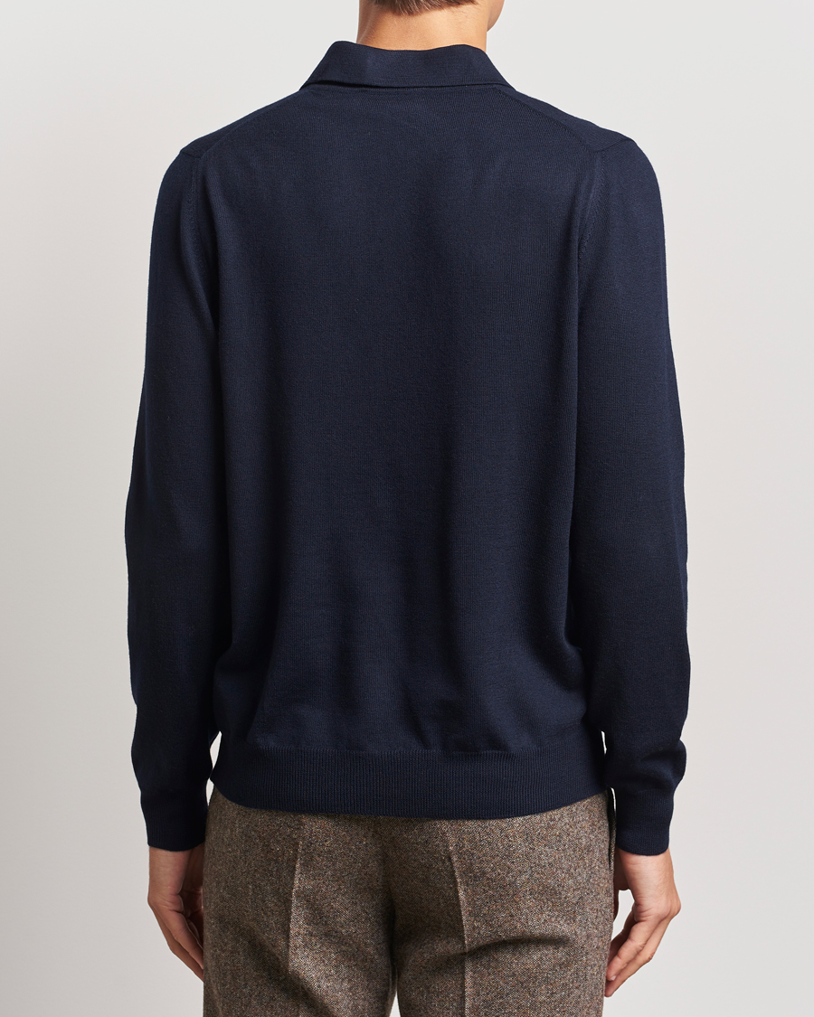 Herren | Pullover | Gran Sasso | Merino Fashion Fit Polo Navy