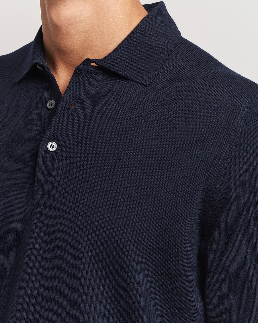 Herren | Pullover | Gran Sasso | Merino Fashion Fit Polo Navy