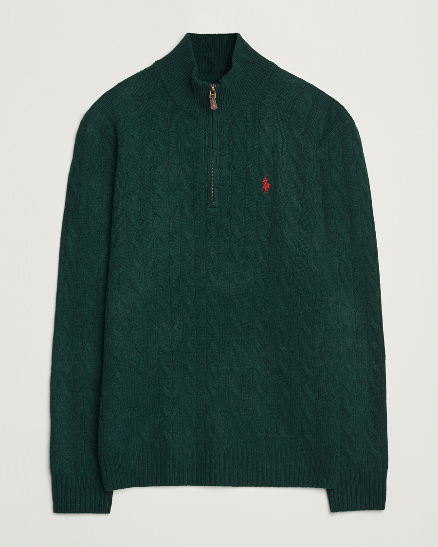 Herren | Pullover | Polo Ralph Lauren | Wool/Cashmere Cable Half Zip Green