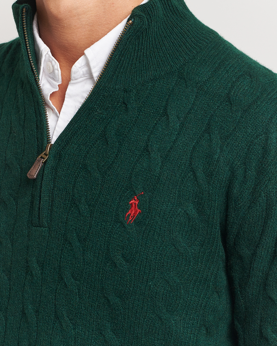 Herren | Pullover | Polo Ralph Lauren | Wool/Cashmere Cable Half Zip Green
