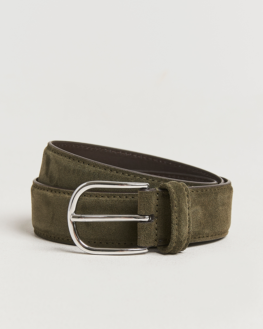 Herren | Gürtel | Anderson's | Suede 3,5 cm Belt Green