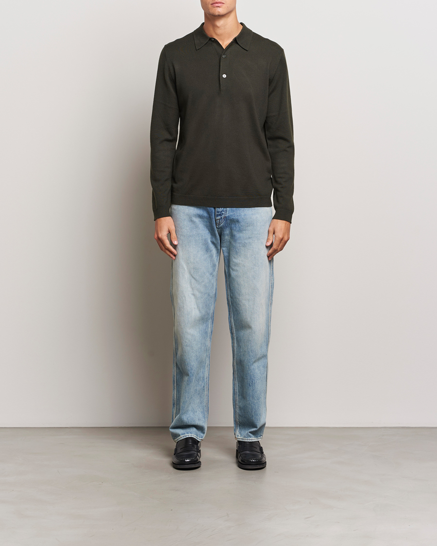 Herren | Pullover | A Day's March | Ambroz Merino Polo Dark Green