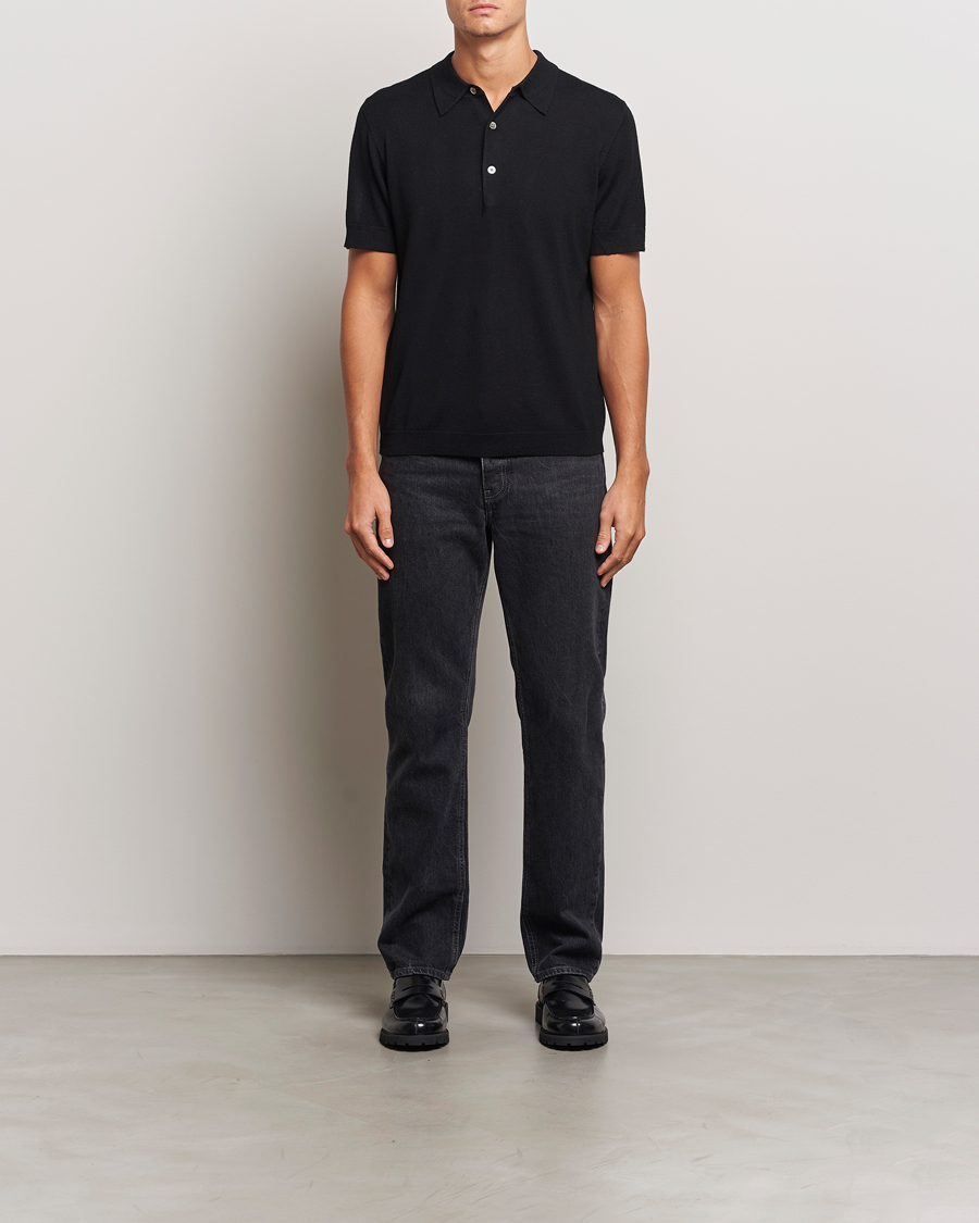 Herren | Poloshirts | A Day's March | Rosehall Short Sleeve Merino Polo Black