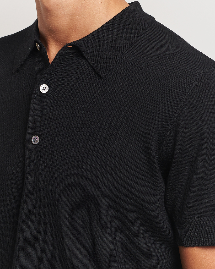 Herren | Poloshirts | A Day's March | Rosehall Short Sleeve Merino Polo Black