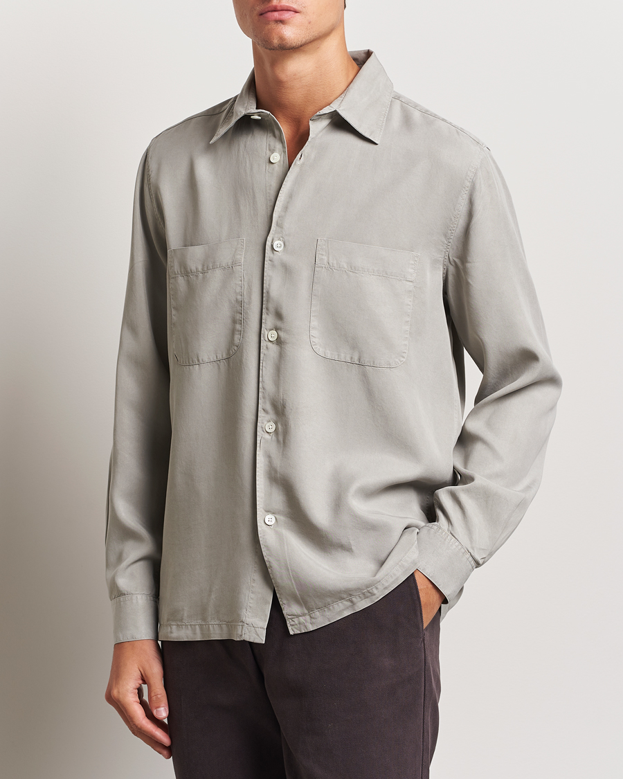 Herren | Hemden | A Day's March | Balain Lyocell Shirt Rock Grey