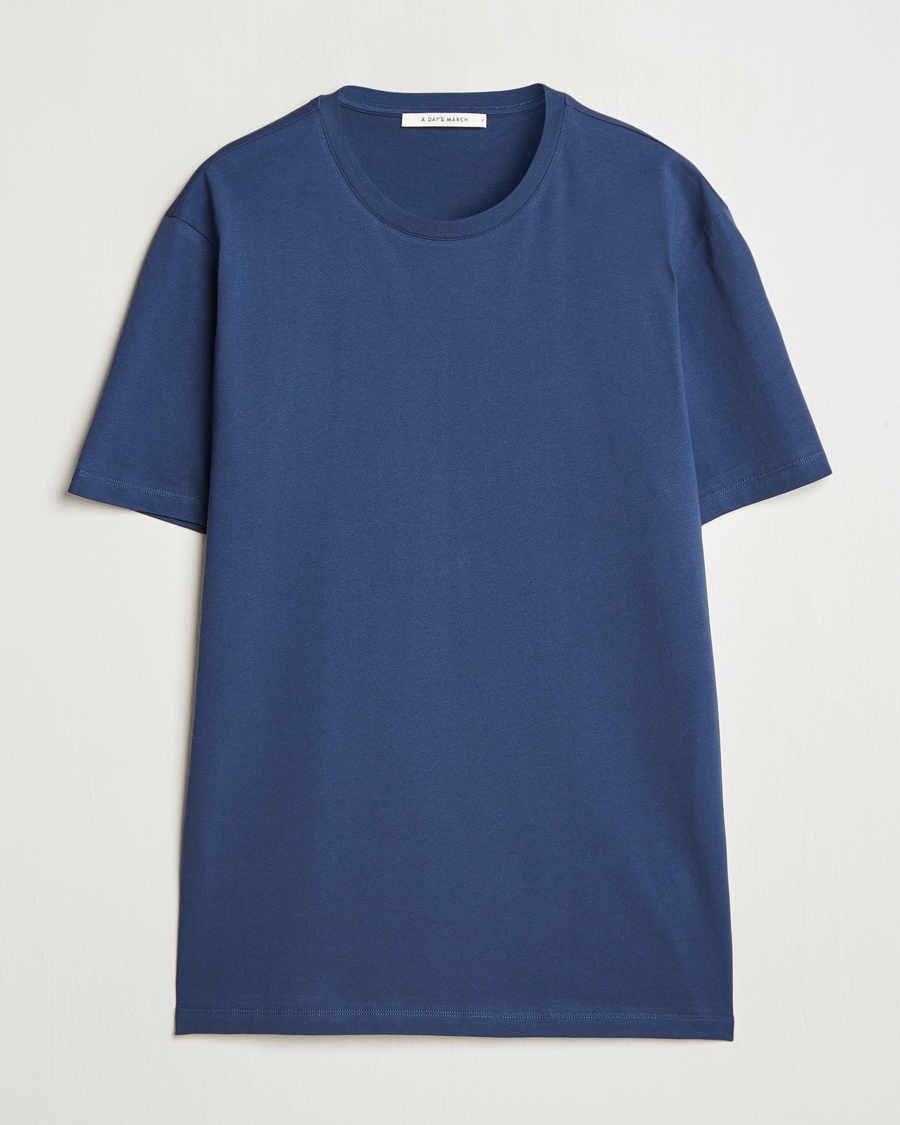 Herren | T-Shirts | A Day's March | Midweight T-Shirt Brewers Blue