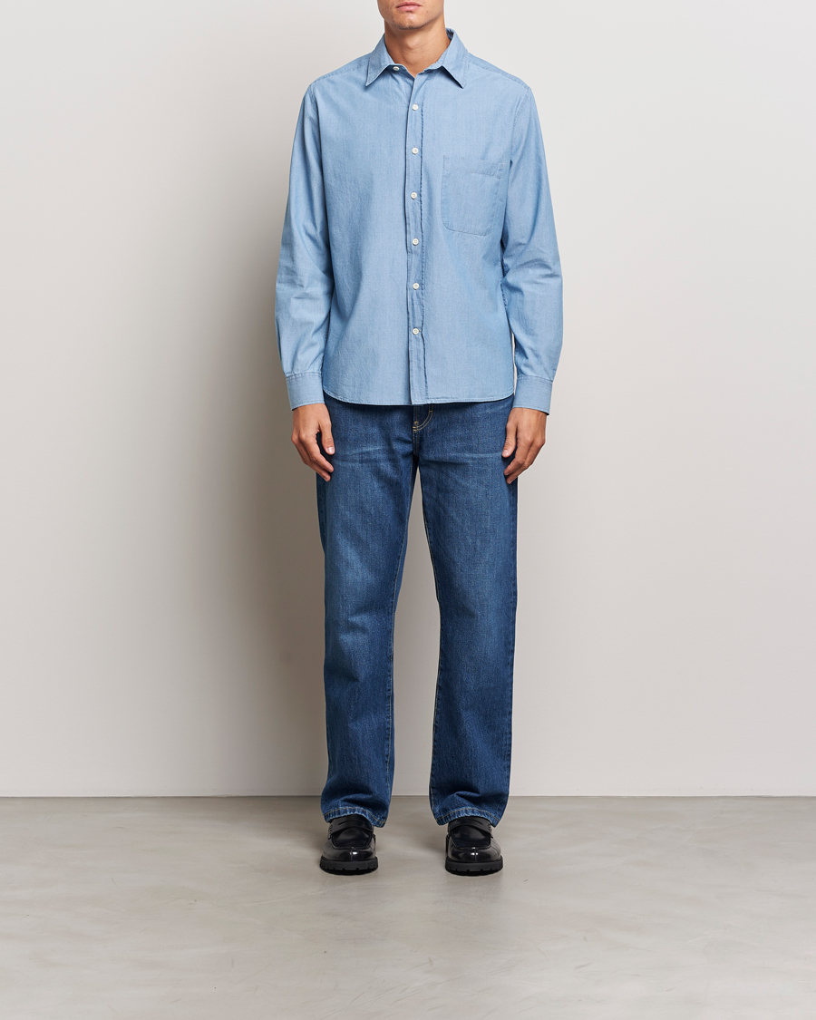 Herren | Hemden | A Day's March | Will Chambray Shirt Light Blue