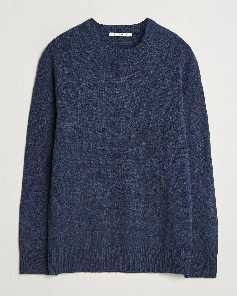 Herren | Pullover | A Day's March | Brodick Lambswool Sweater Navy
