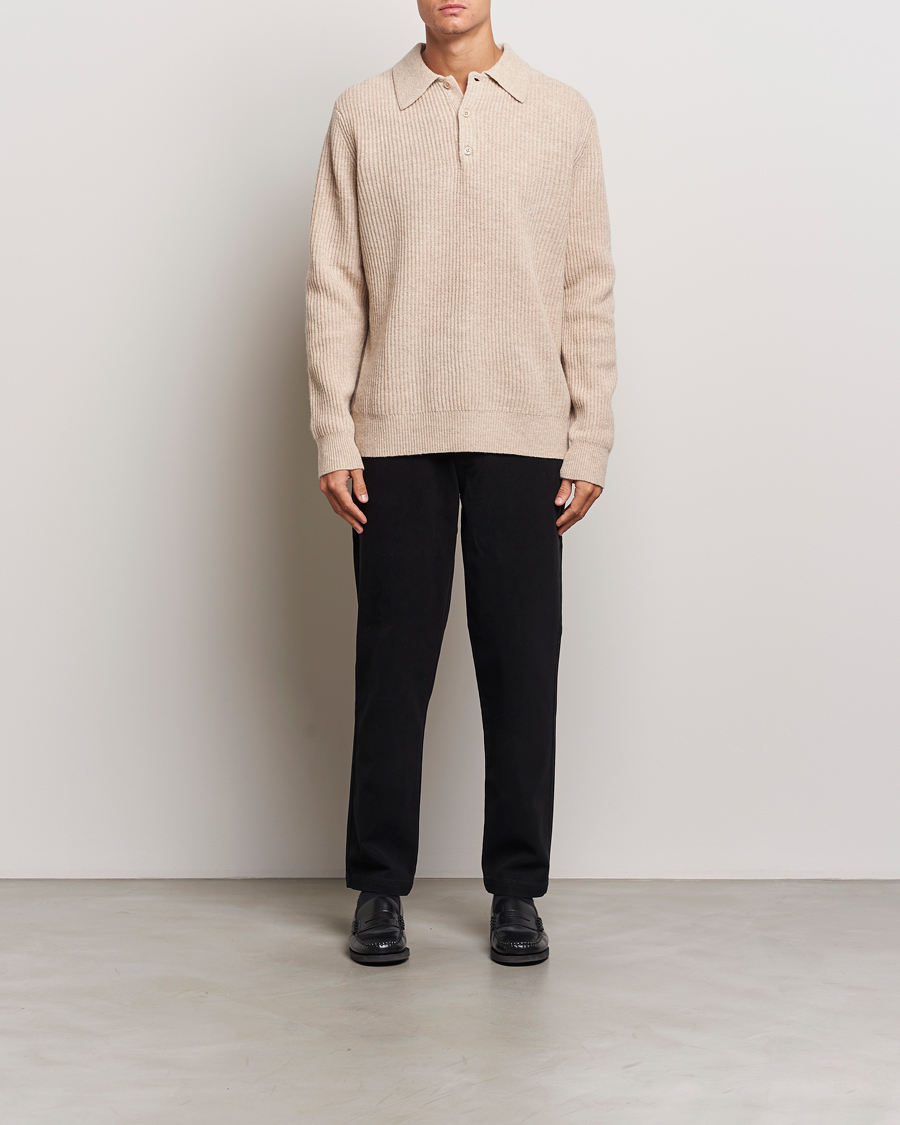 Herren | Pullover | A Day's March | Dover Lambswool Polo Sand Melange