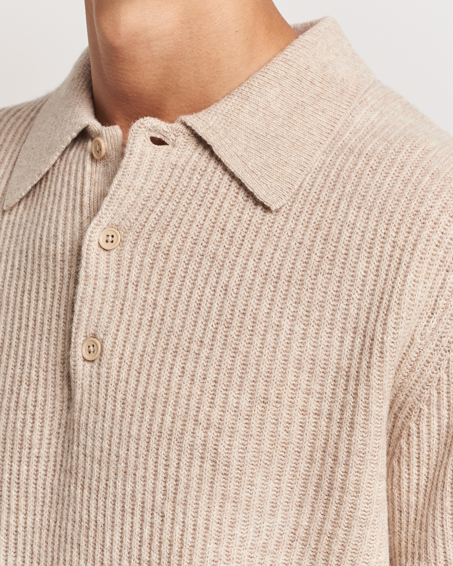 Herren | Pullover | A Day's March | Dover Lambswool Polo Sand Melange