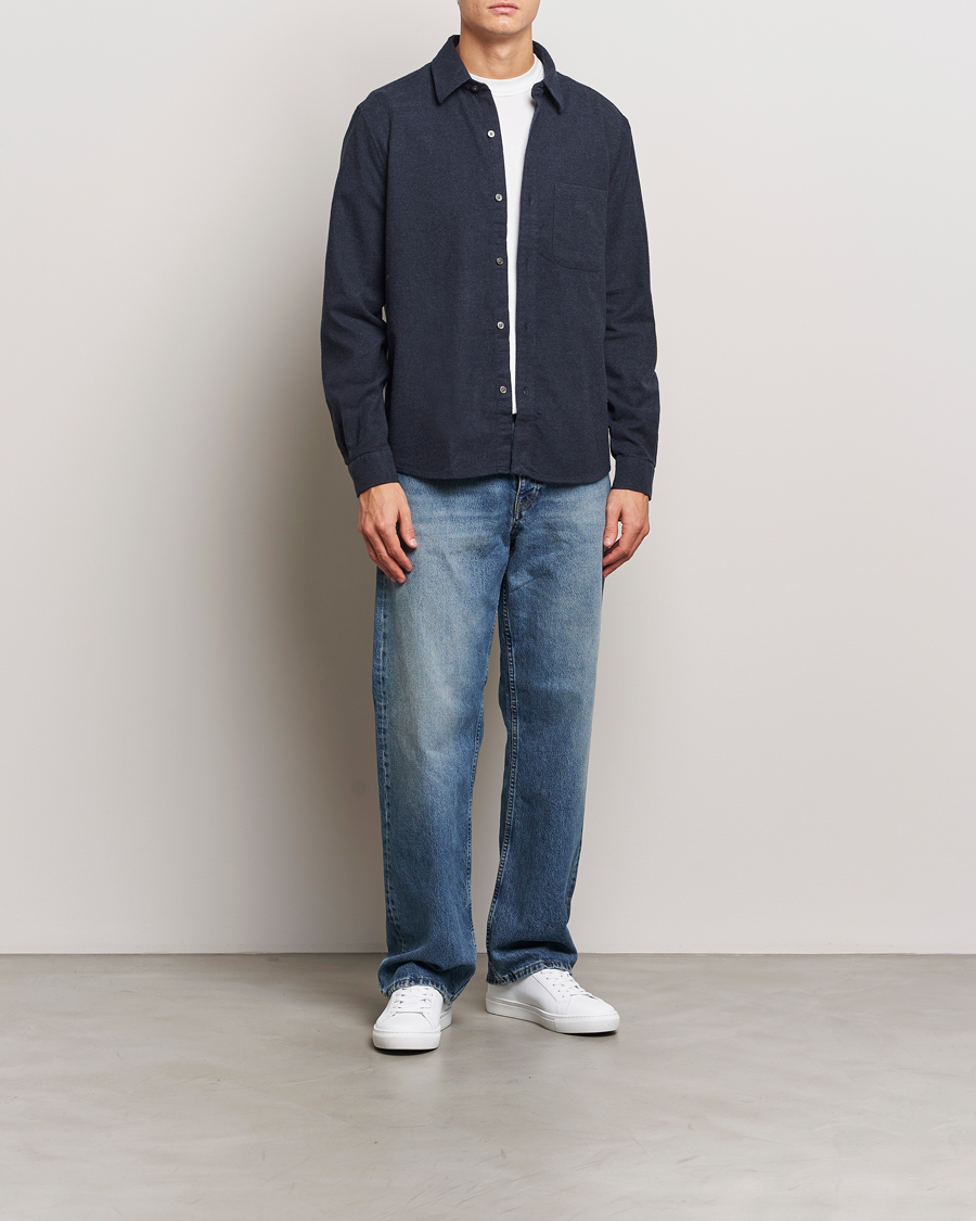 Herren | Hemden | A Day's March | Newark Flannel Shirt Navy