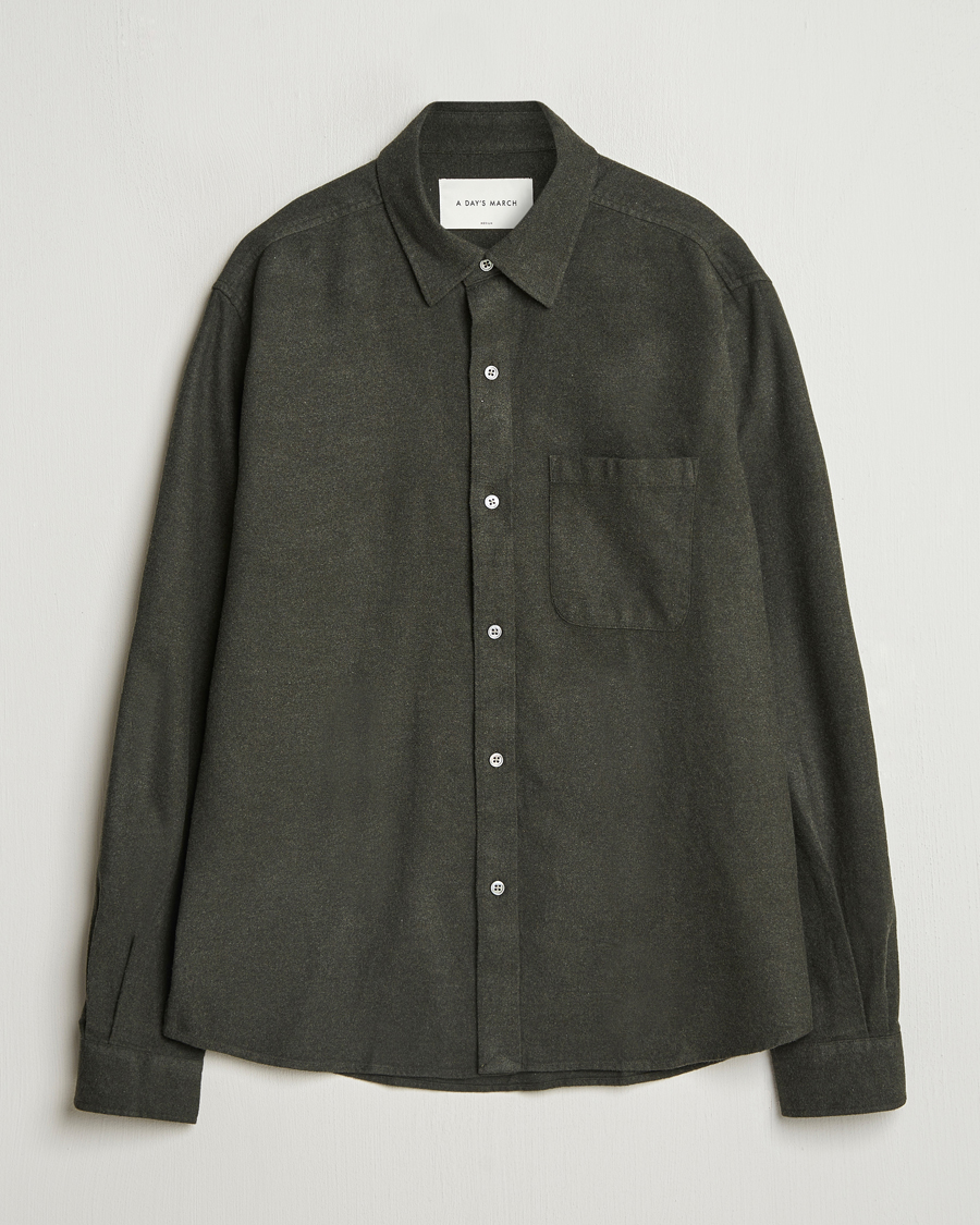 Herren | Hemden | A Day's March | Newark Flannel Shirt Dark Green
