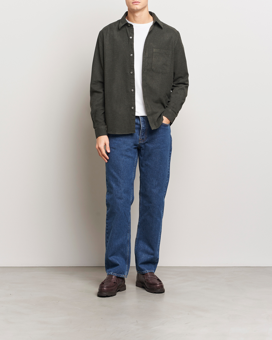 Herren | Hemden | A Day's March | Newark Flannel Shirt Dark Green