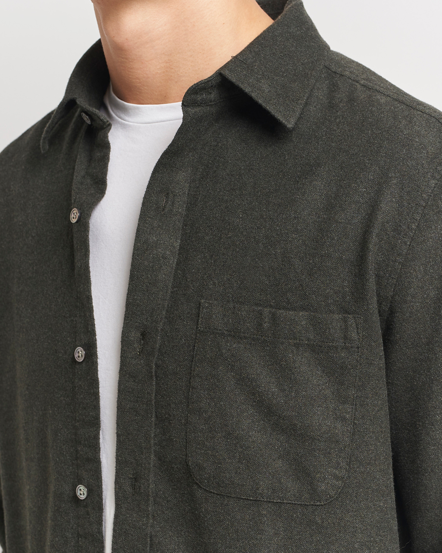 Herren | Hemden | A Day's March | Newark Flannel Shirt Dark Green