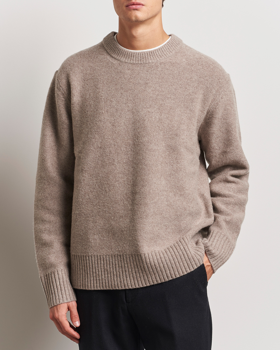 Herren | Pullover | A Day's March | Tietar Boiled Merino Sweater Taupe Melange