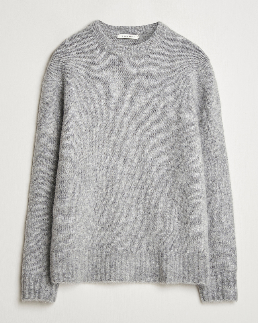 Herren | Pullover | A Day's March | Tietar Mohair Sweater Grey Melange