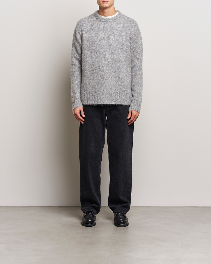 Herren | Pullover | A Day's March | Tietar Mohair Sweater Grey Melange