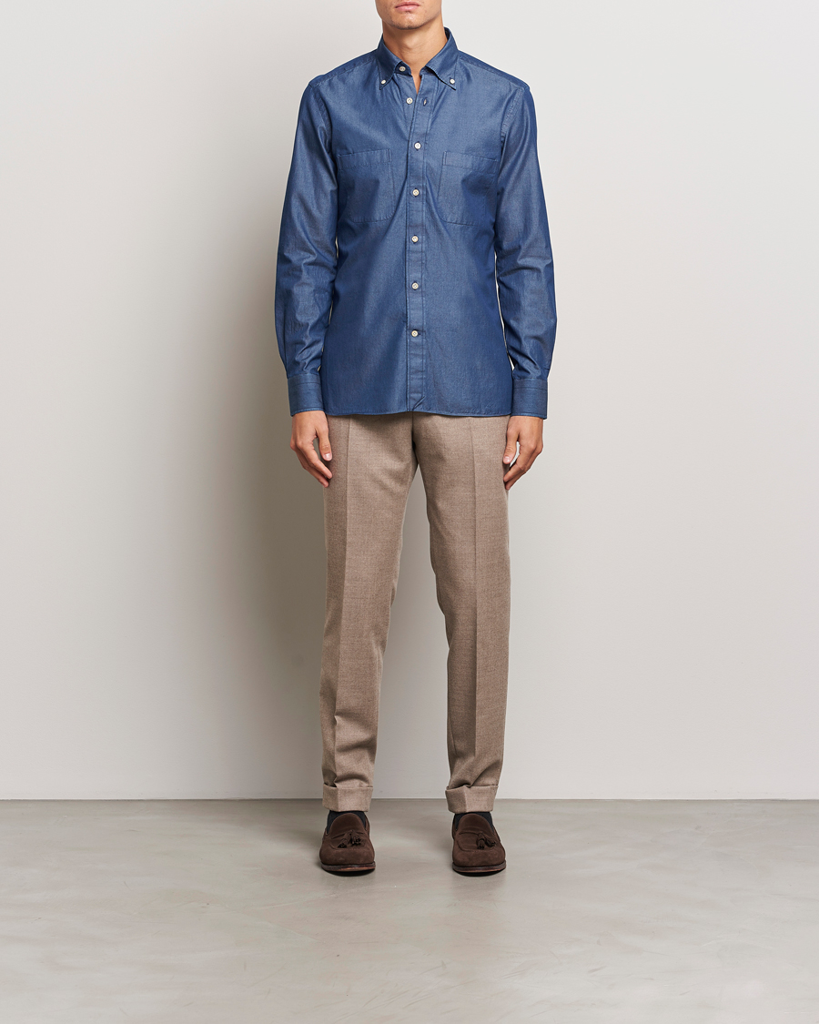 Herren | Hemden | 100Hands | Beverly Bata Wash Denim Shirt Blue
