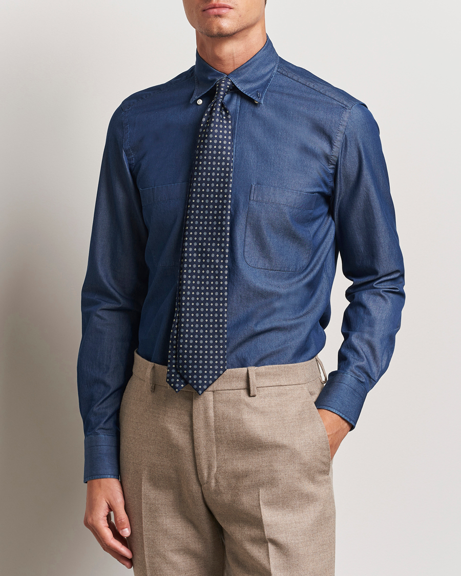 Herren | Hemden | 100Hands | Beverly Bata Wash Denim Shirt Blue