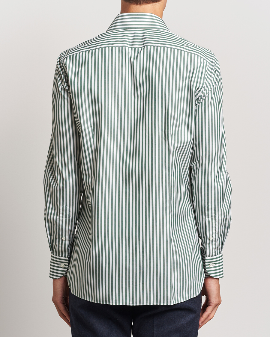Herren | Hemden | 100Hands | Striped Cut Away Cotton Shirt Green