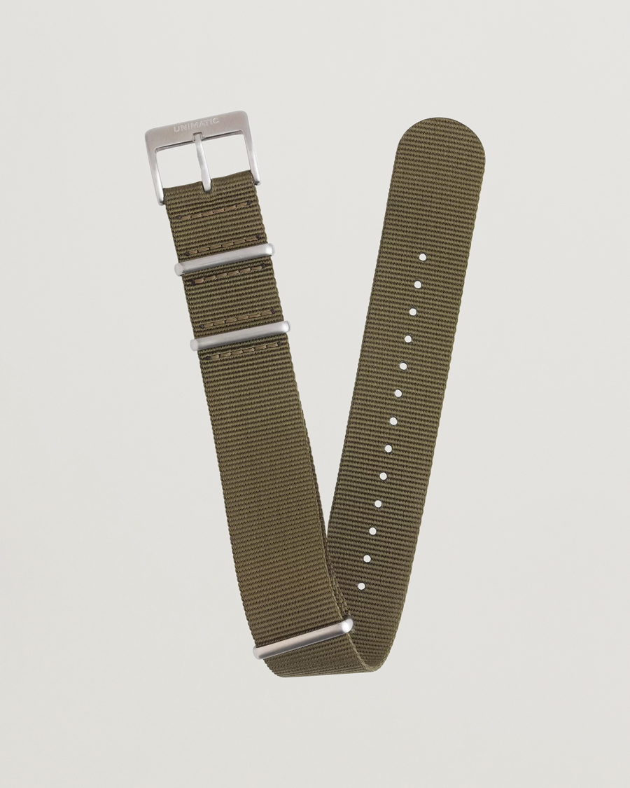 Herren | Uhrenarmband | UNIMATIC | Nylon Nato Steel 22mm Strap Olive