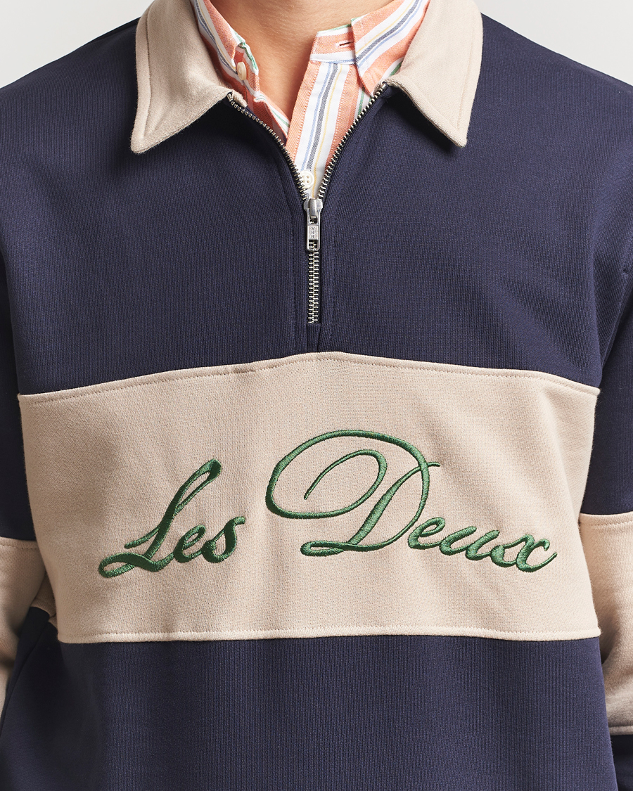 Herren | Pullover | LES DEUX | Cory Zipper Rugby Sweatshirt Dark Navy/Ivory