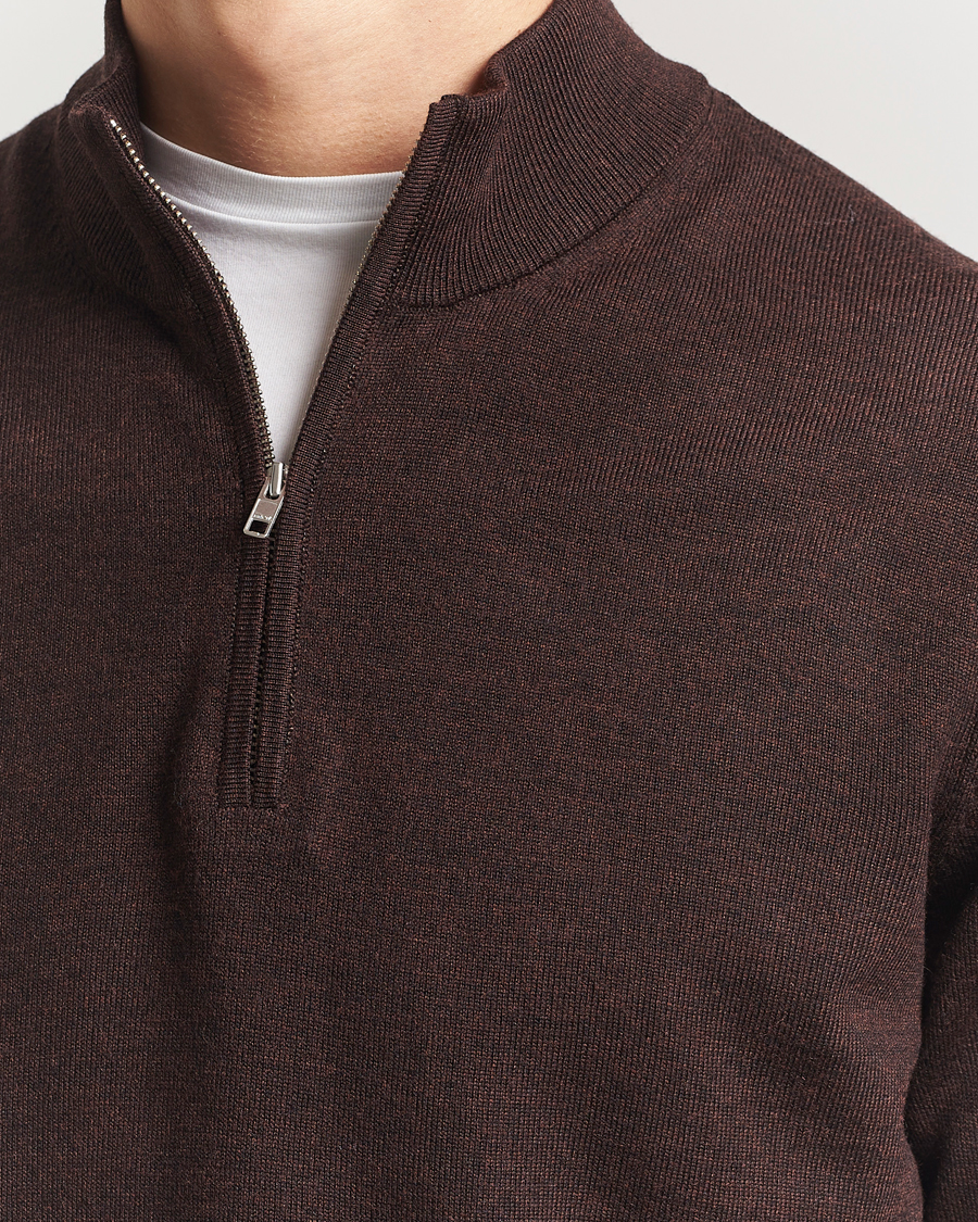 Herren | Pullover | NN07 | Sergio Merino Knitted Half Zip Brown Melange