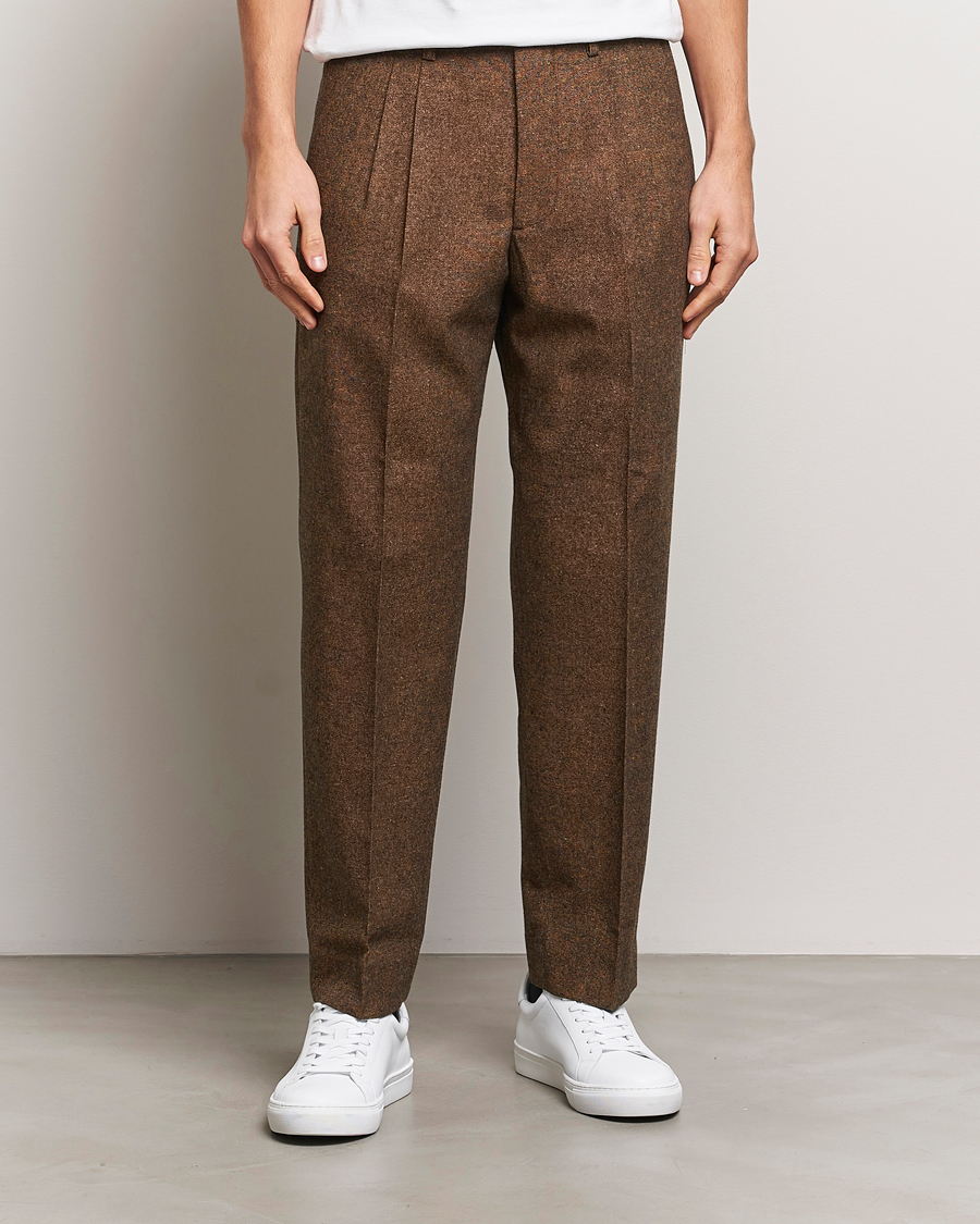 Herren | Hosen | NN07 | Fritz Wool Pleated Trousers Orange Brown
