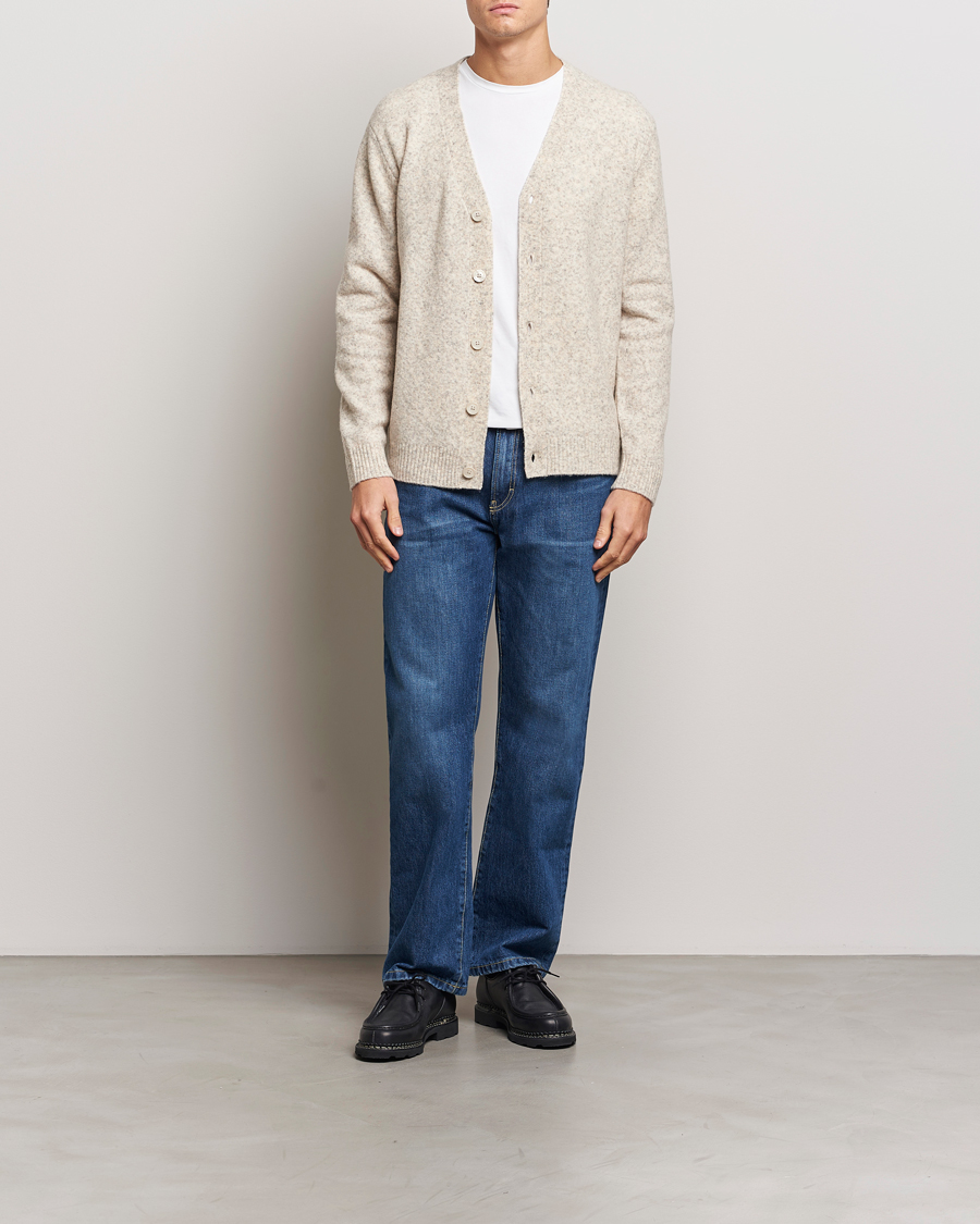 Herren | Pullover | NN07 | John Wool Knitted Cardigan White Peppar