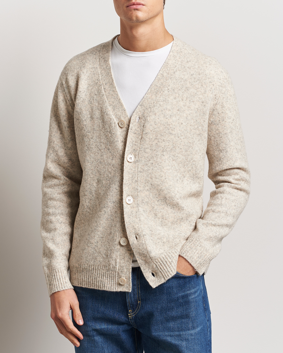 Herren | Pullover | NN07 | John Wool Knitted Cardigan White Peppar