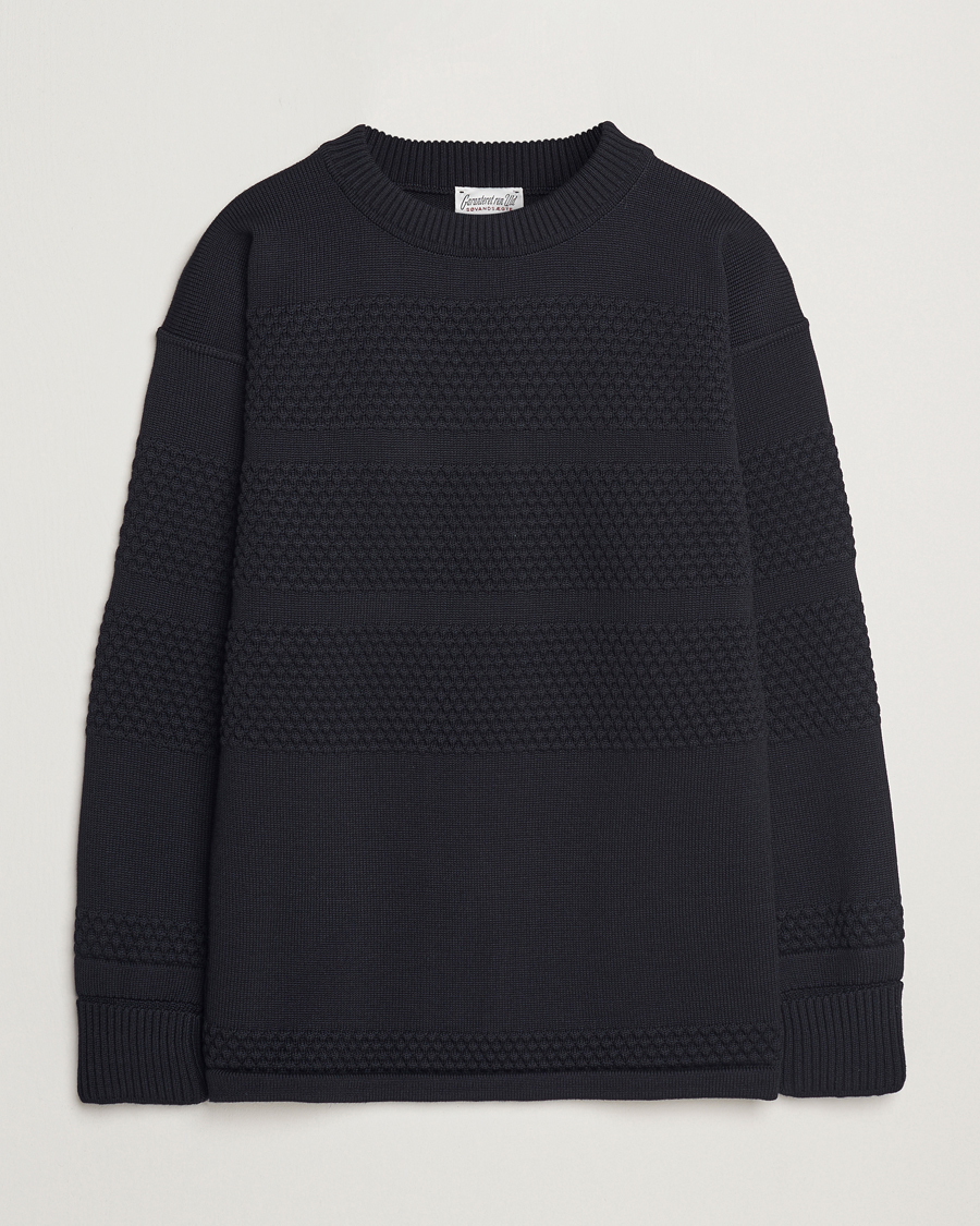 Herren | Pullover | S.N.S. Herning | Fisherman Wool Crew Neck Sweater Navy Blue