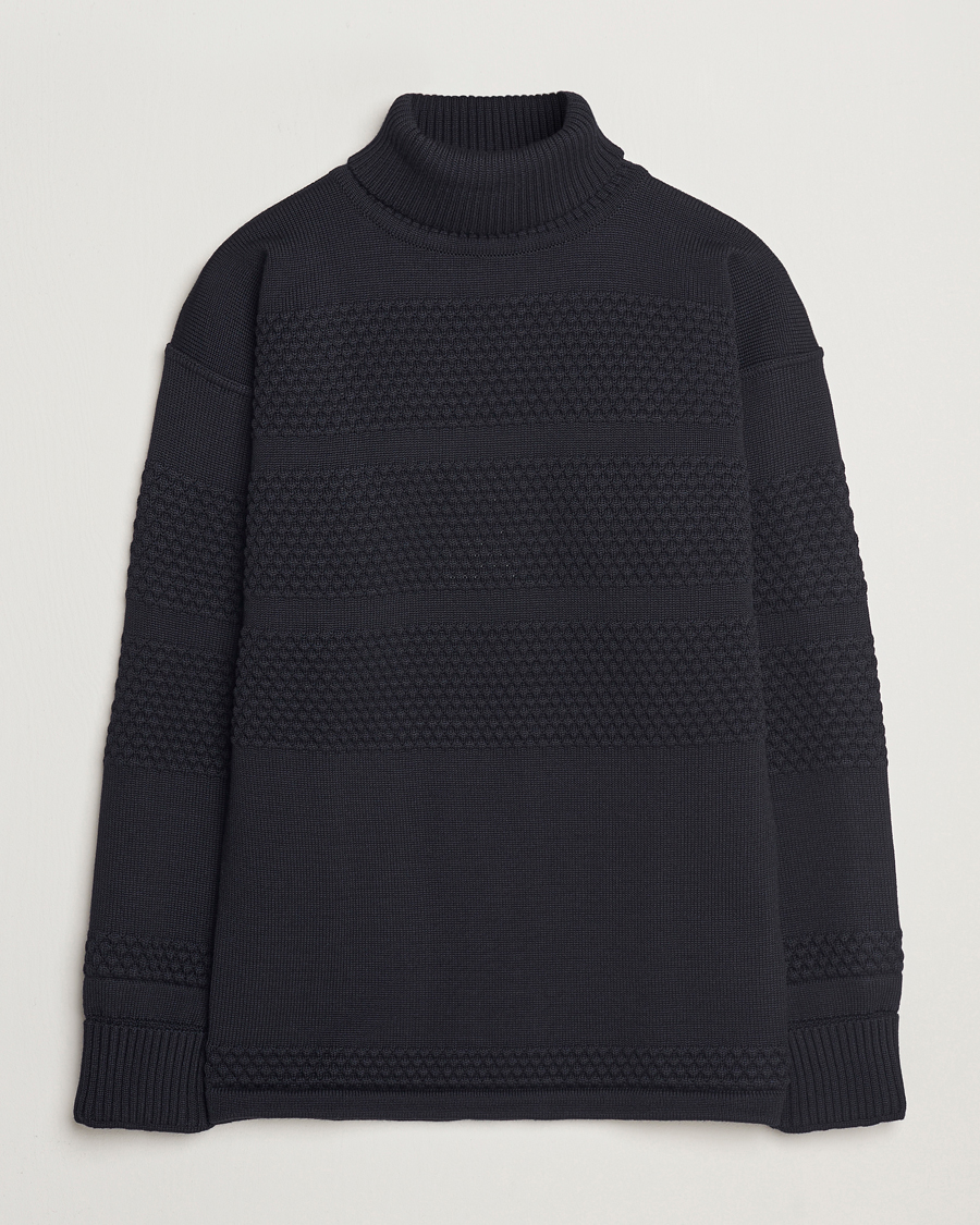 Herren | Pullover | S.N.S. Herning | Fisherman Wool Rollneck Sweater Navy Blue