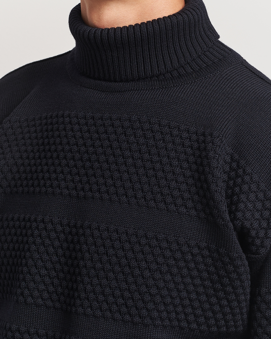 Herren | Pullover | S.N.S. Herning | Fisherman Wool Rollneck Sweater Navy Blue
