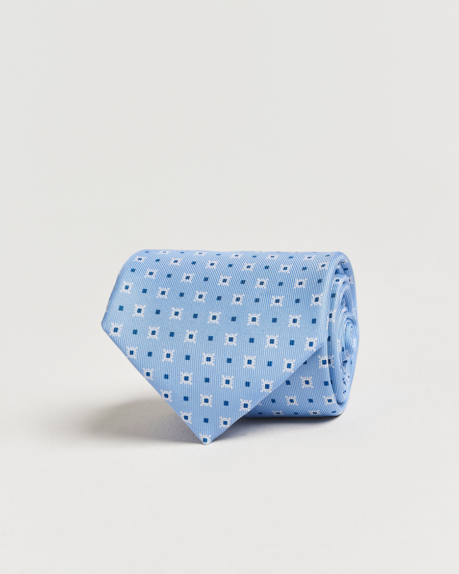 Herren | E. Marinella 3-Fold Printed Silk Tie Light Blue | E. Marinella | 3-Fold Printed Silk Tie Light Blue