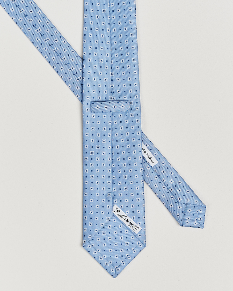Herren | E. Marinella 3-Fold Printed Silk Tie Light Blue | E. Marinella | 3-Fold Printed Silk Tie Light Blue