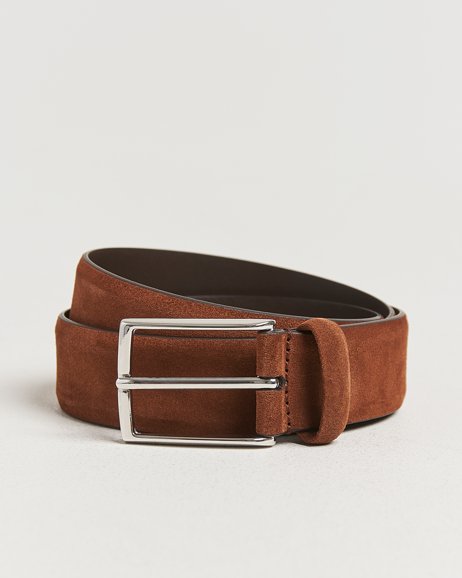 Herren | Gürtel | Anderson's | Calf Suede 3,5 cm Belt Tobacco
