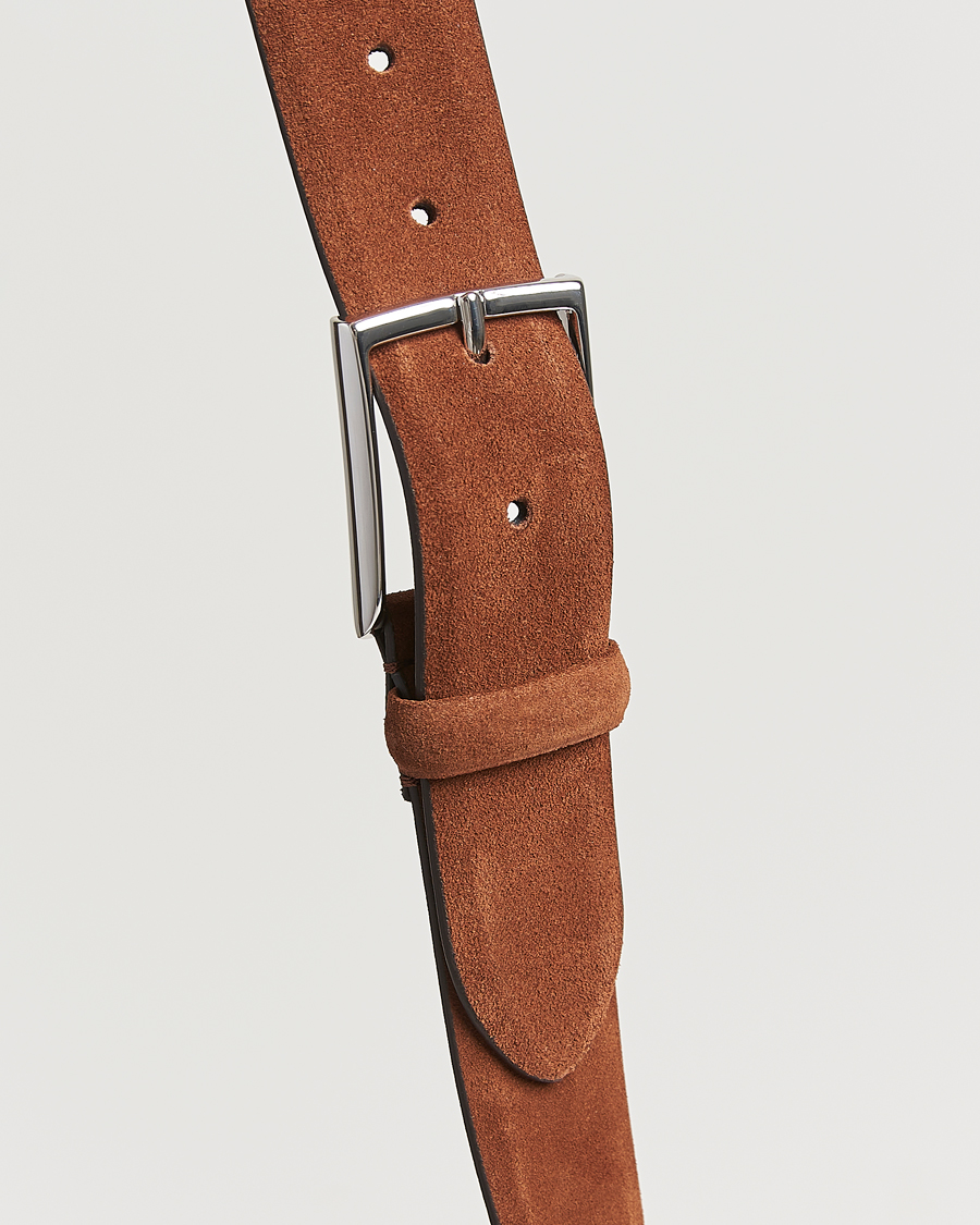 Herren | Gürtel | Anderson's | Calf Suede 3,5 cm Belt Tobacco