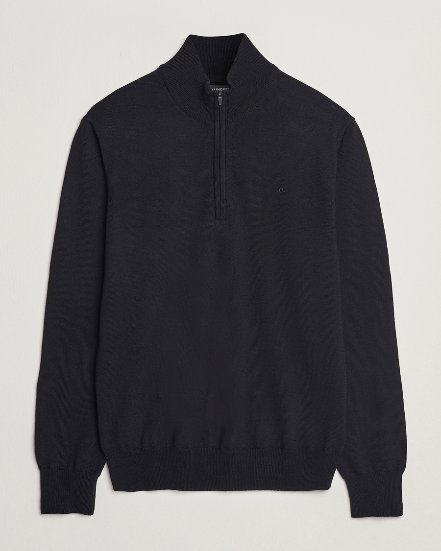Herren | Pullover | J.Lindeberg | Kiyan Merino Quarter Zip Black