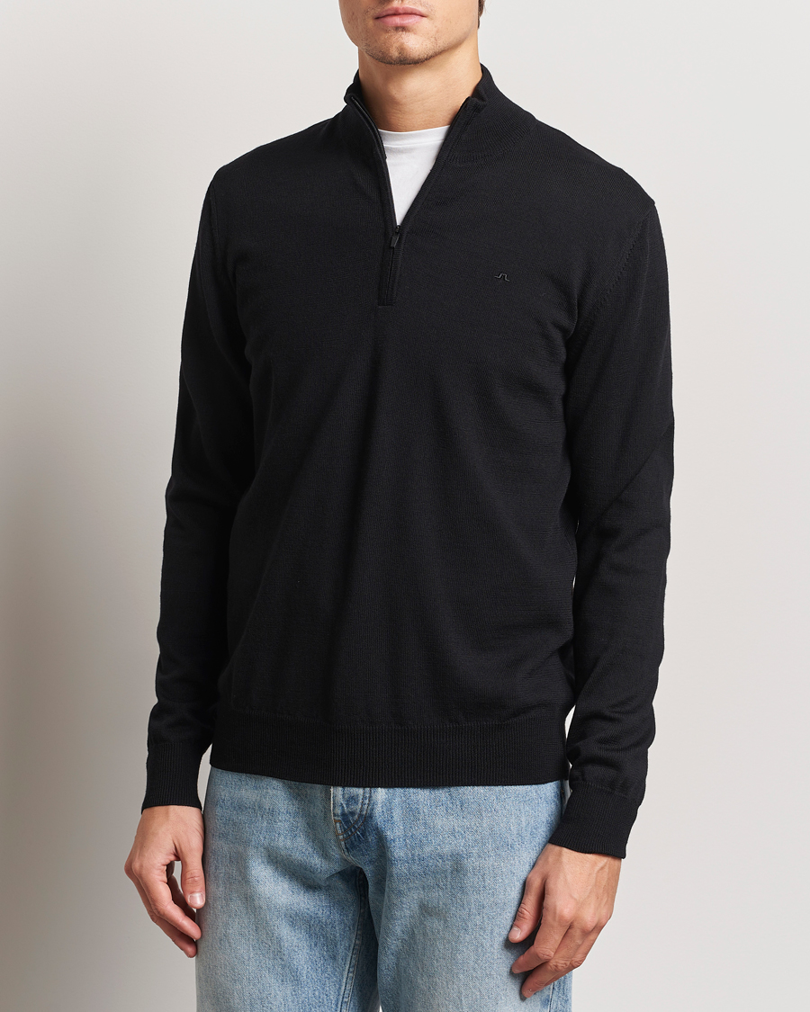 Herren | Pullover | J.Lindeberg | Kiyan Merino Quarter Zip Black