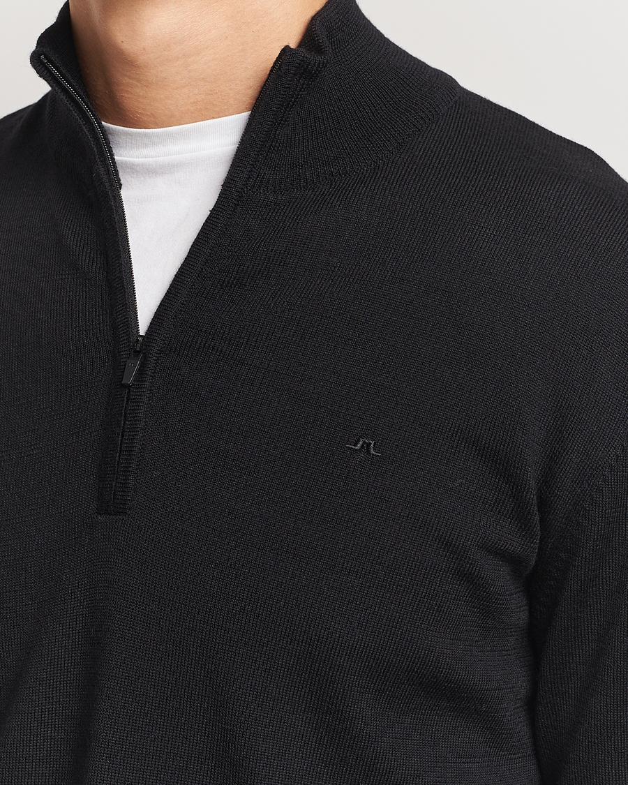 Herren | Pullover | J.Lindeberg | Kiyan Merino Quarter Zip Black