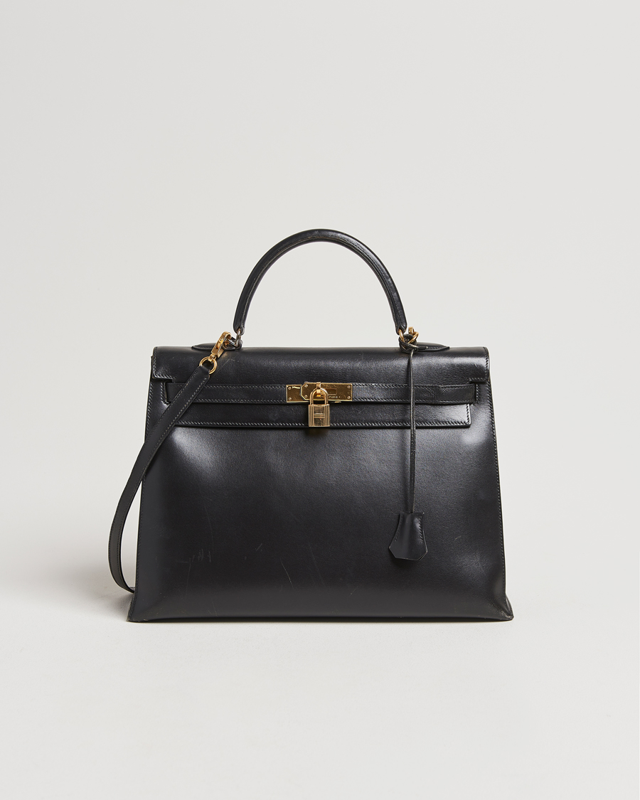 Herren | Hermès Pre-Owned Kelly 35 Handbag Box Calf Black | Hermès Pre-Owned | Kelly 35 Handbag Box Calf Black