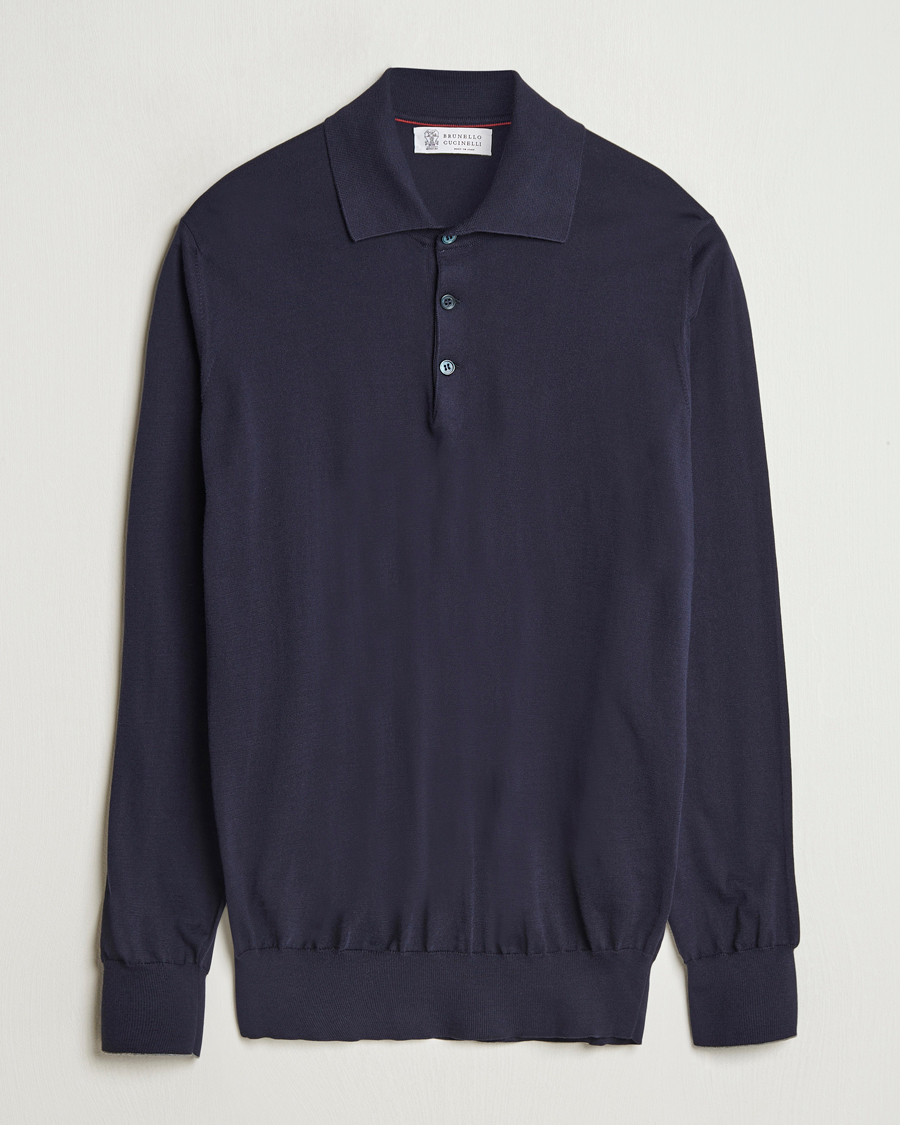 Herren | Pullover | Brunello Cucinelli | Long Sleeve Polo Navy