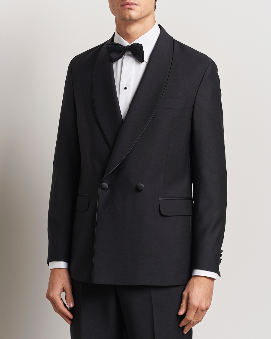 Herren | Sakkos | Oscar Jacobson | Fattore Double Breasted Tuxedo Blazer Black