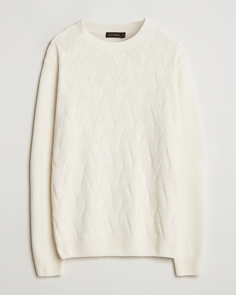 Herren | Pullover | Oscar Jacobson | Aston Wool/Cashmere Knitted Roundneck Off White