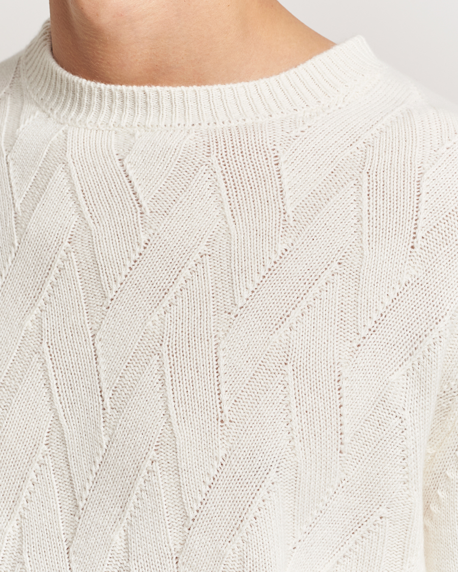 Herren | Pullover | Oscar Jacobson | Aston Wool/Cashmere Knitted Roundneck Off White