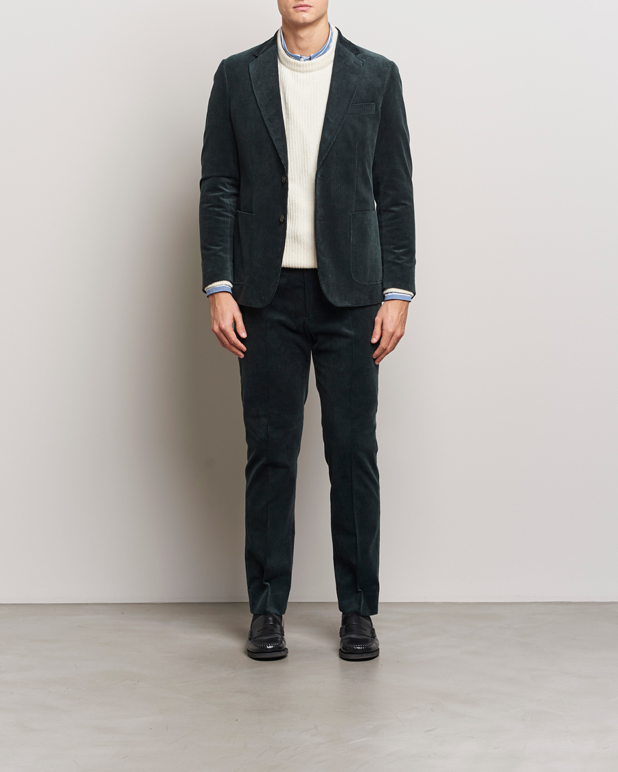 Herren | Sakkos | Gant | Slim Corduroy Suit Jacket Tartan Green